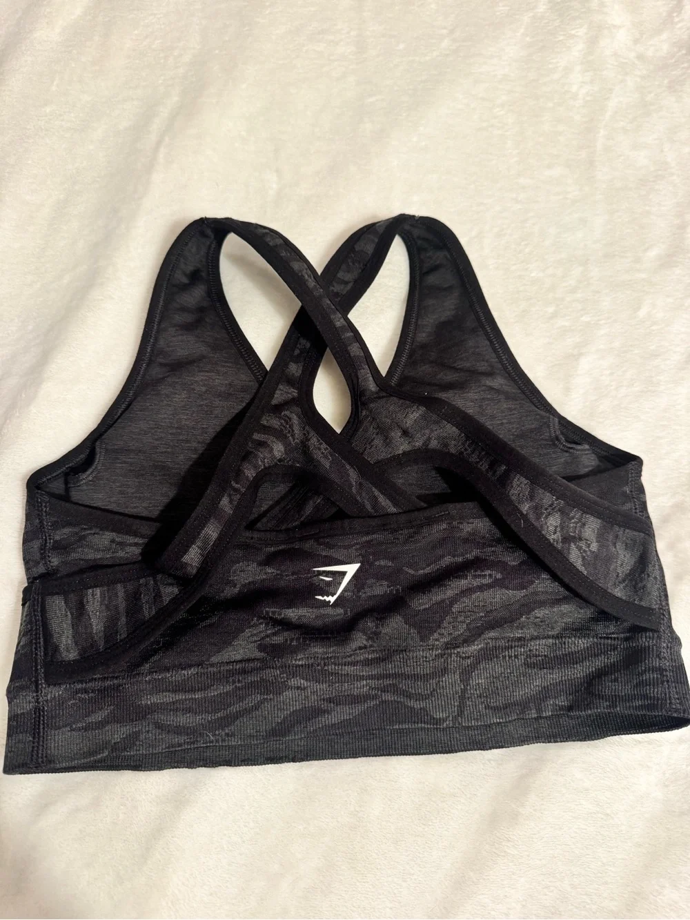Gymshark Black Zebra-Print Seamless Cross-Back Sports Bra